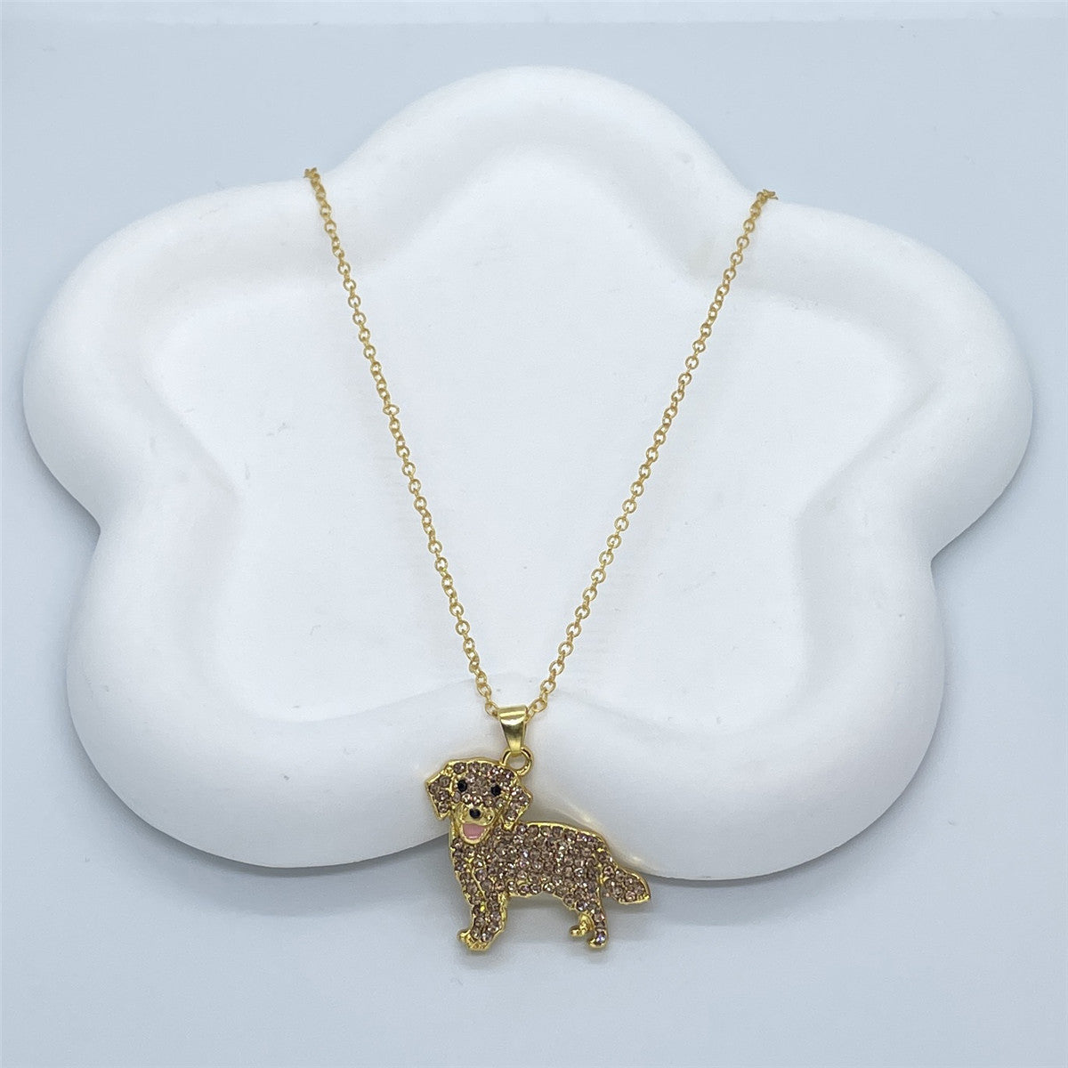 Cute Golden Retriever Shape Pendant Necklace