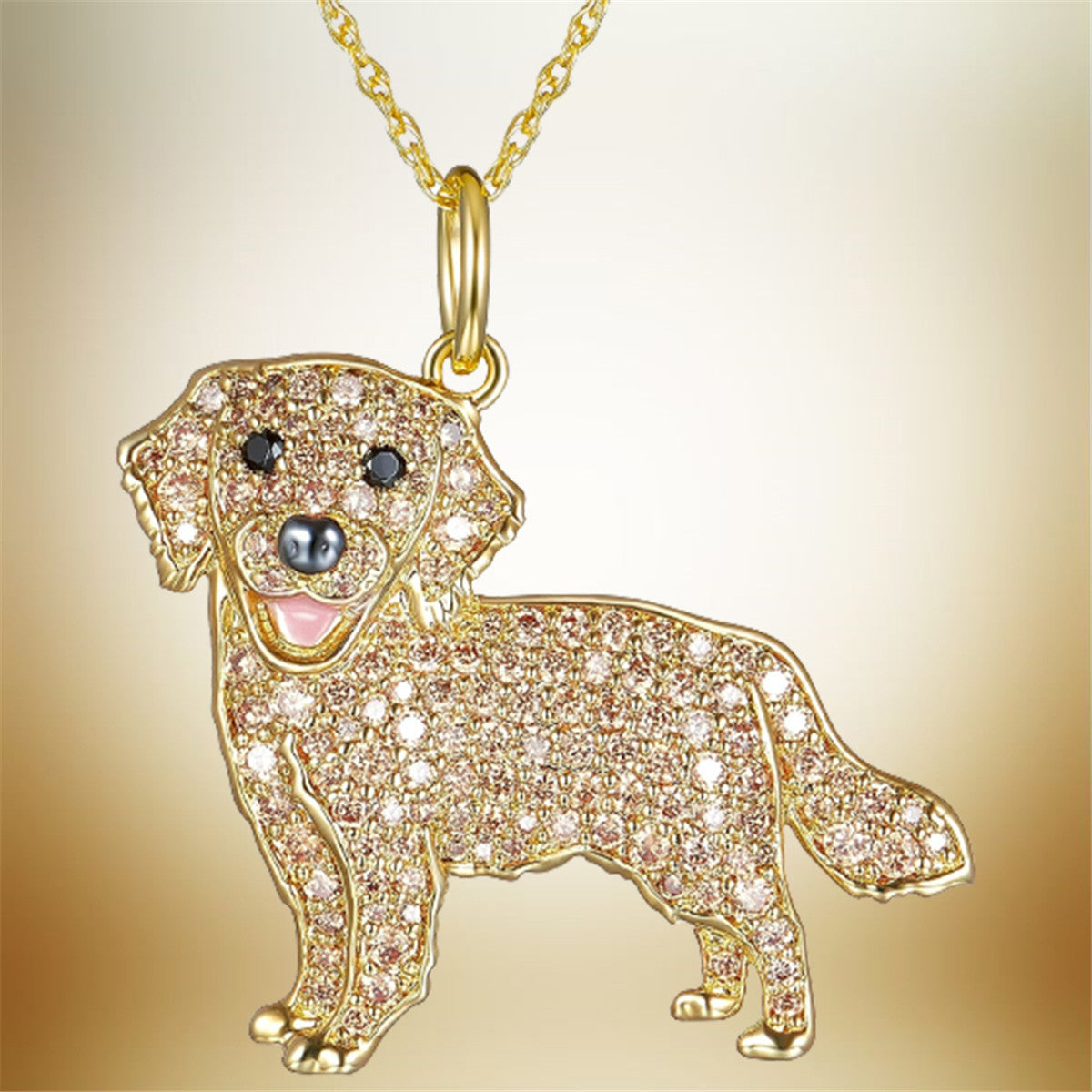 Cute Golden Retriever Shape Pendant Necklace