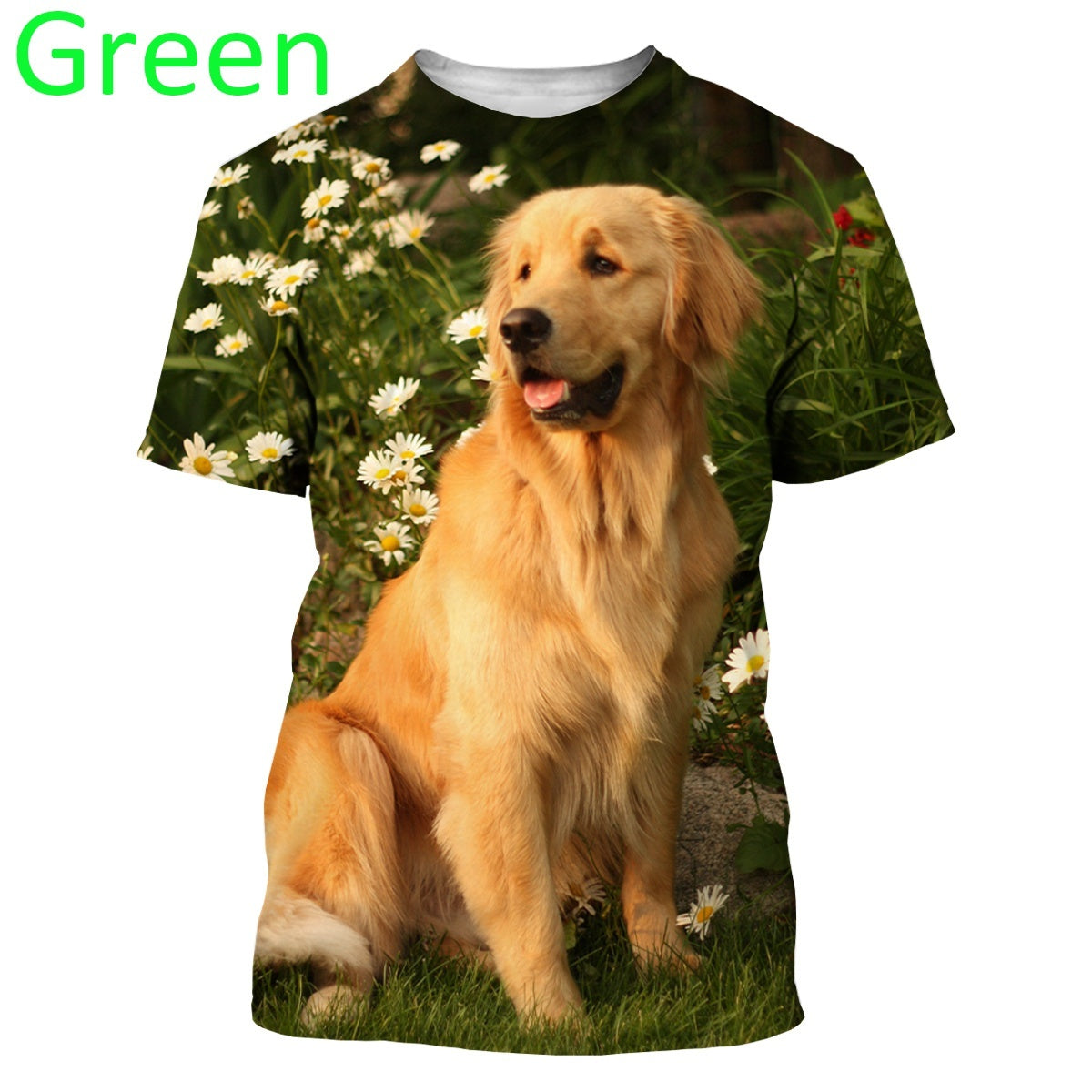 Summer Men's And Women's Casual Fashion Cute Golden Retriever 3D Printing T-shirt