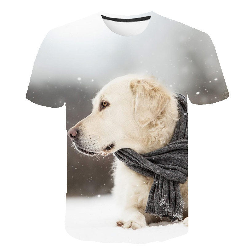 Summer Men's And Women's Casual Fashion Cute Golden Retriever 3D Printing T-shirt