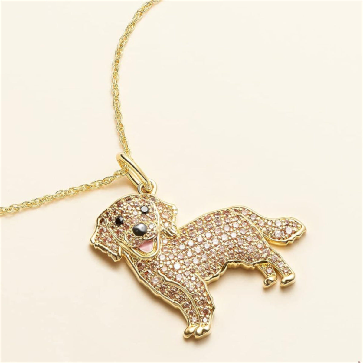 Cute Golden Retriever Shape Pendant Necklace